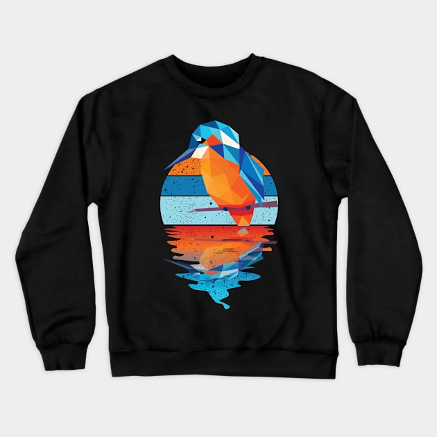 Vintage cute bird reflected on lights of moon Crewneck Sweatshirt by mutarek